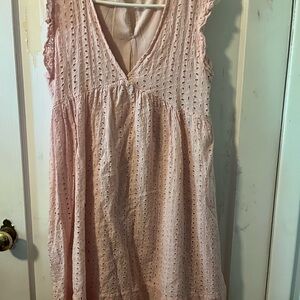 Pink Eyelet Sleeveless Dress